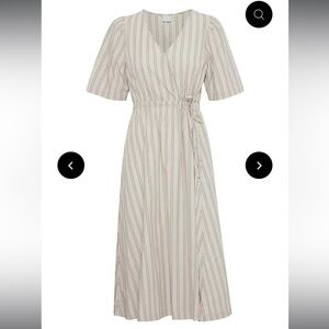 Anthro ICHI Vasilia Midi Wrap Dress in Silver Gray 100% Cotton, Size Small